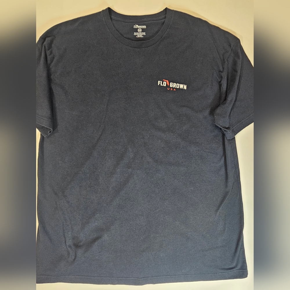 Flogrown Mens T-Shirt 2X Black Florida United States‎ American Pride Graphic Tee